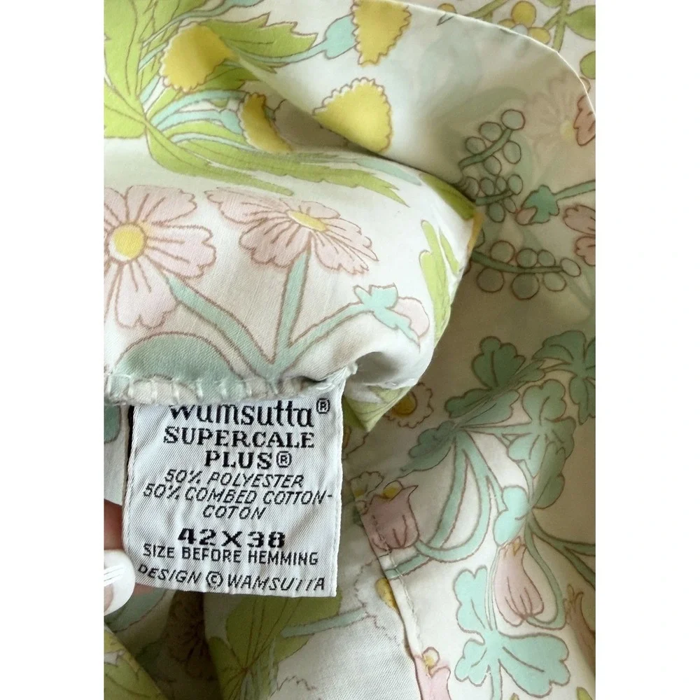 Vtg 70s Wamsutta Retro Mod Floral Pillowcase Flower Power Standard USA‎ made
